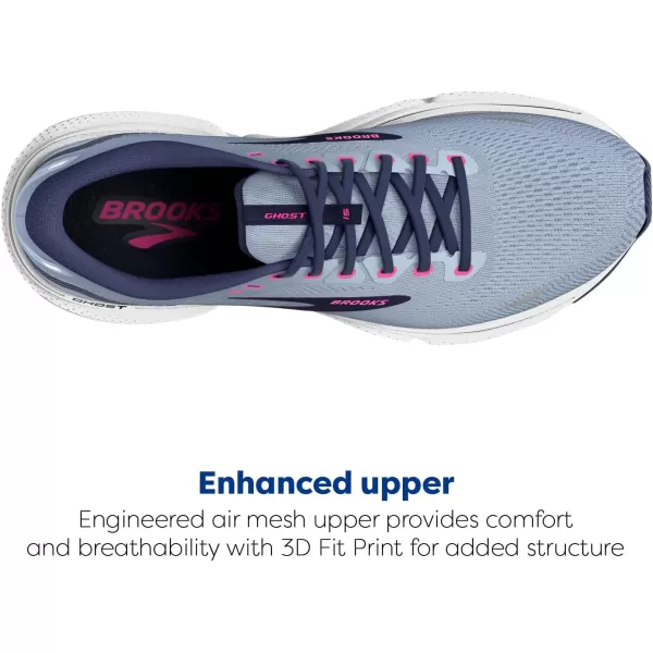 Brooks Womens Ghost 15 Neutral Running ShoeKentucky BluePeacoatPink