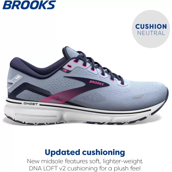 Brooks Womens Ghost 15 Neutral Running ShoeKentucky BluePeacoatPink
