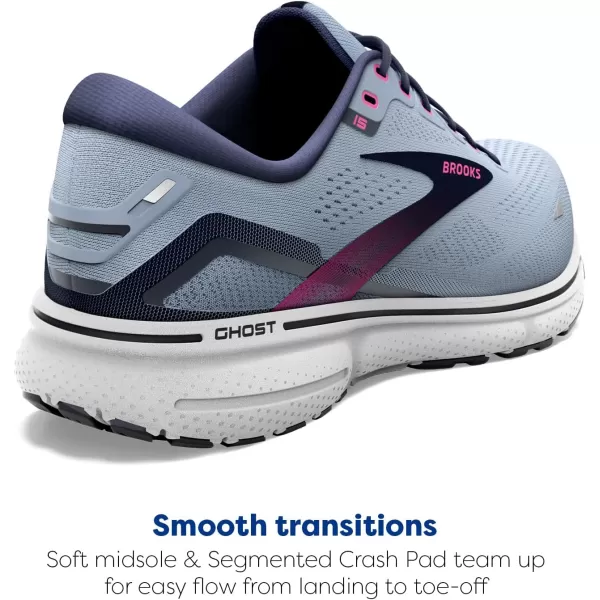 Brooks Womens Ghost 15 Neutral Running ShoeKentucky BluePeacoatPink
