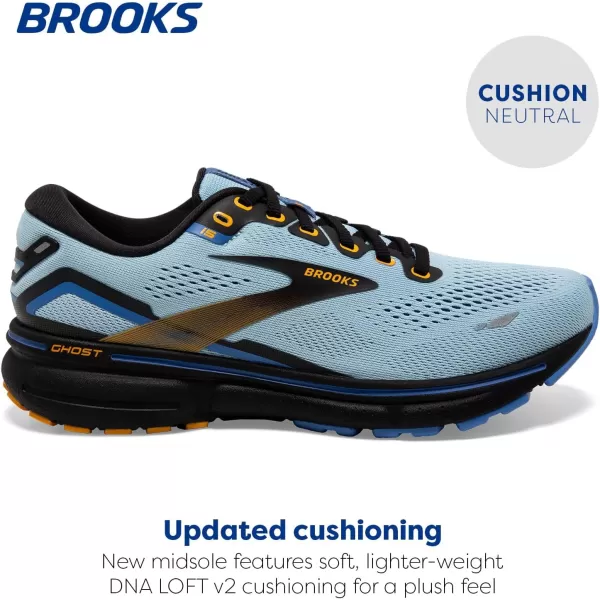 Brooks Womens Ghost 15 Neutral Running ShoeLight BlueBlackYellow