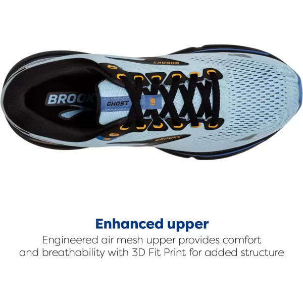 Brooks Womens Ghost 15 Neutral Running ShoeLight BlueBlackYellow