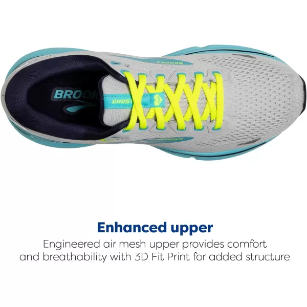 Brooks Womens Ghost 15 Neutral Running ShoeOysterBluefishWhite