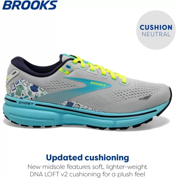 Brooks Womens Ghost 15 Neutral Running ShoeOysterBluefishWhite