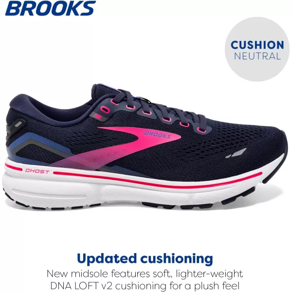 Brooks Womens Ghost 15 Neutral Running ShoePeacoatBluePink