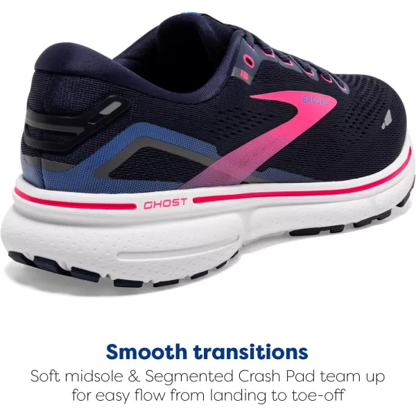 Brooks Womens Ghost 15 Neutral Running ShoePeacoatBluePink