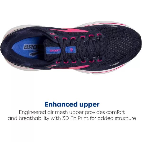 Brooks Womens Ghost 15 Neutral Running ShoePeacoatBluePink