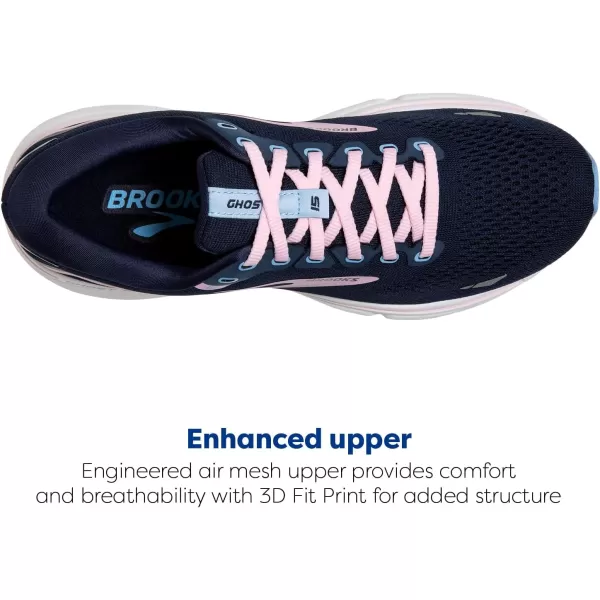 Brooks Womens Ghost 15 Neutral Running ShoePeacoatPinkOpen Air