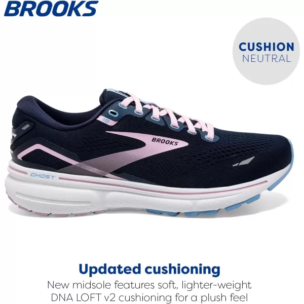 Brooks Womens Ghost 15 Neutral Running ShoePeacoatPinkOpen Air