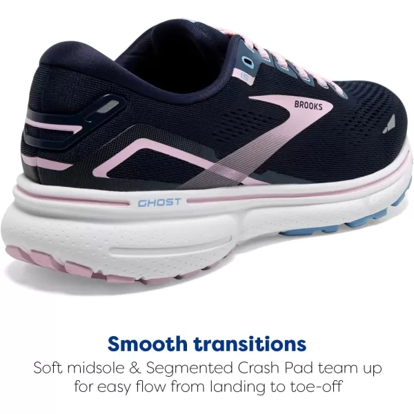Brooks Womens Ghost 15 Neutral Running ShoePeacoatPinkOpen Air