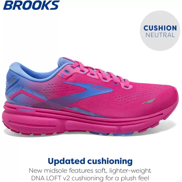 Brooks Womens Ghost 15 Neutral Running ShoePink GloBlueFuchsia