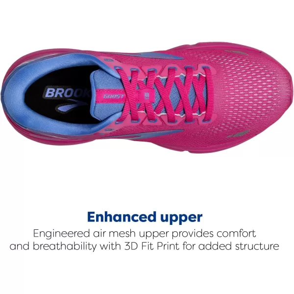 Brooks Womens Ghost 15 Neutral Running ShoePink GloBlueFuchsia