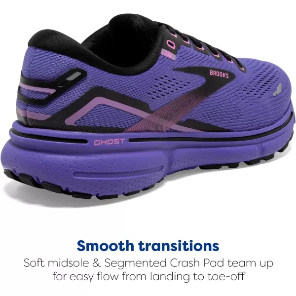 Brooks Womens Ghost 15 Neutral Running ShoePurplePinkBlack
