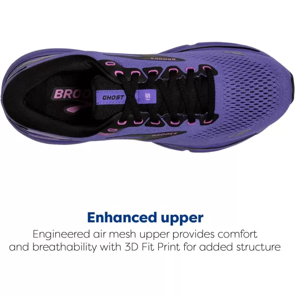 Brooks Womens Ghost 15 Neutral Running ShoePurplePinkBlack