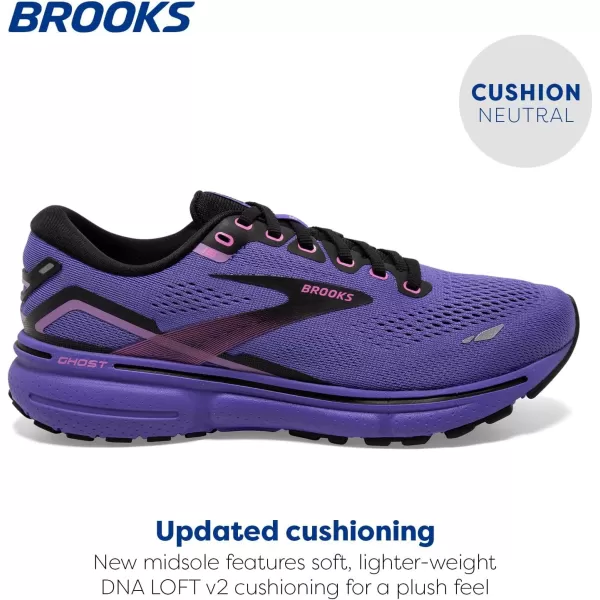 Brooks Womens Ghost 15 Neutral Running ShoePurplePinkBlack