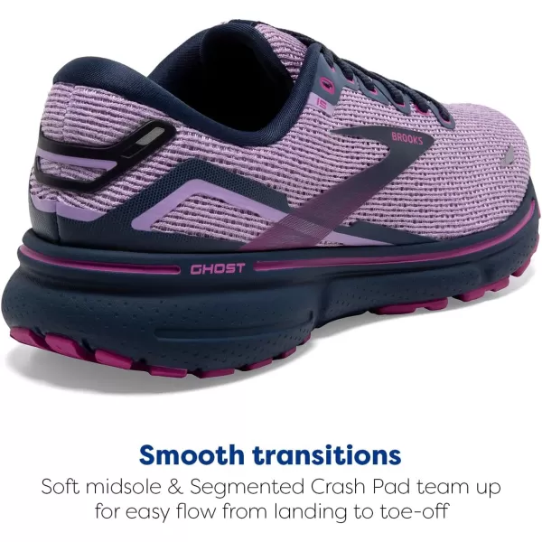 Brooks Womens Ghost 15 Neutral Running ShoeRhapsodyDress BlueViola