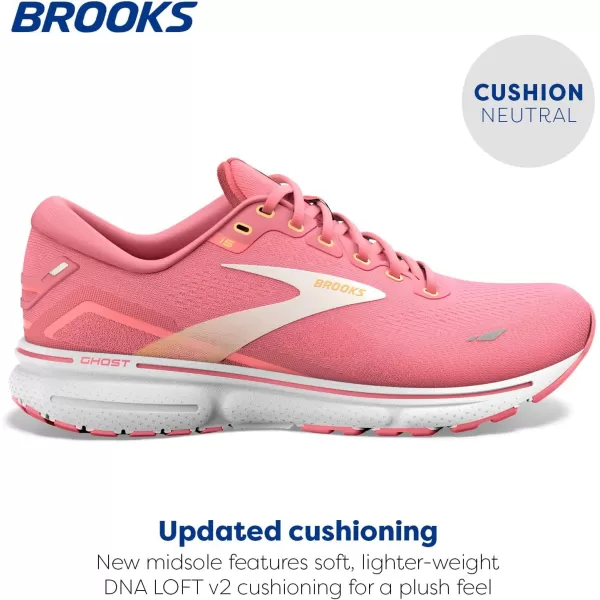 Brooks Womens Ghost 15 Neutral Running ShoeSlate RoseFiery CoralWhite