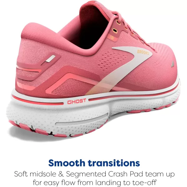 Brooks Womens Ghost 15 Neutral Running ShoeSlate RoseFiery CoralWhite