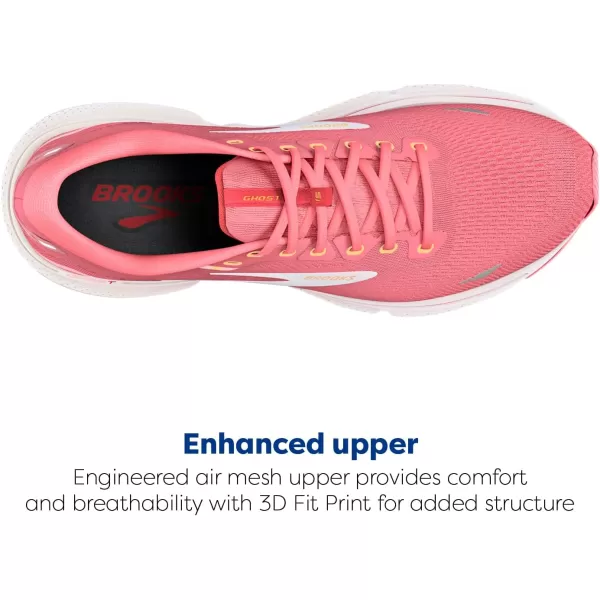 Brooks Womens Ghost 15 Neutral Running ShoeSlate RoseFiery CoralWhite