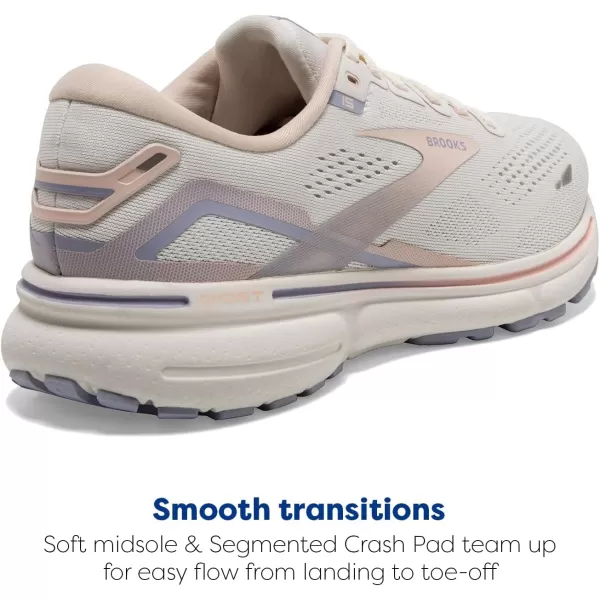 Brooks Womens Ghost 15 Neutral Running ShoeSnow WhiteBlushCosmic Sky