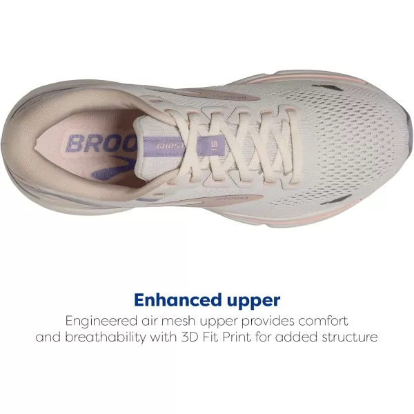 Brooks Womens Ghost 15 Neutral Running ShoeSnow WhiteBlushCosmic Sky