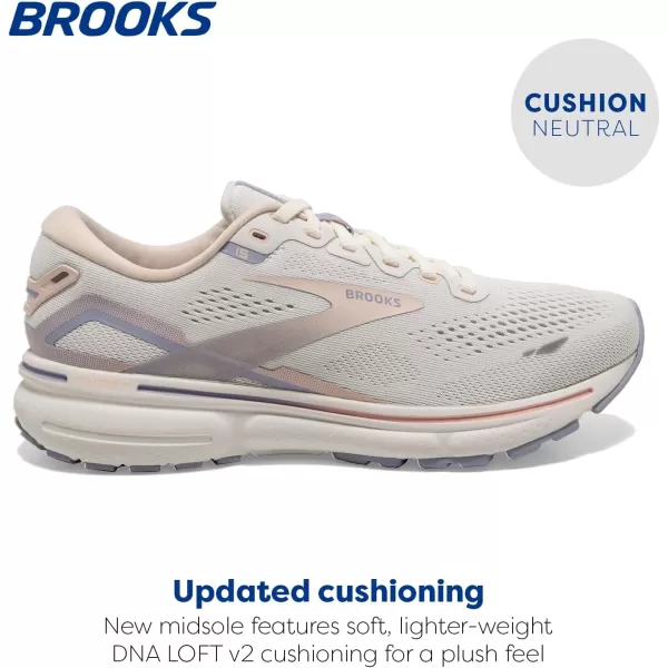 Brooks Womens Ghost 15 Neutral Running ShoeSnow WhiteBlushCosmic Sky