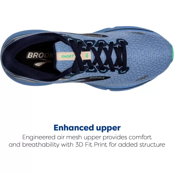 Brooks Womens Ghost 15 Neutral Running ShoeVista BluePeacoatLinen
