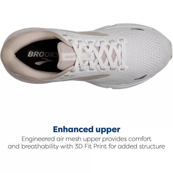 Brooks Womens Ghost 15 Neutral Running ShoeWhiteCrystal GreyGlass