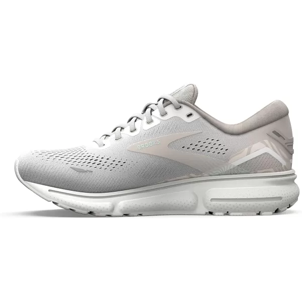 Brooks Womens Ghost 15 Neutral Running ShoeWhiteCrystal GreyGlass