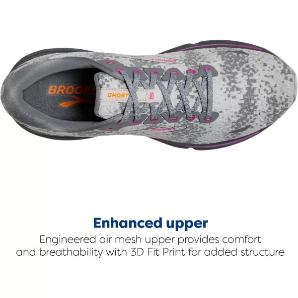 Brooks Womens Ghost 15 Neutral Running ShoeWhiteOysterOriole
