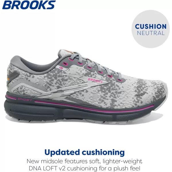 Brooks Womens Ghost 15 Neutral Running ShoeWhiteOysterOriole