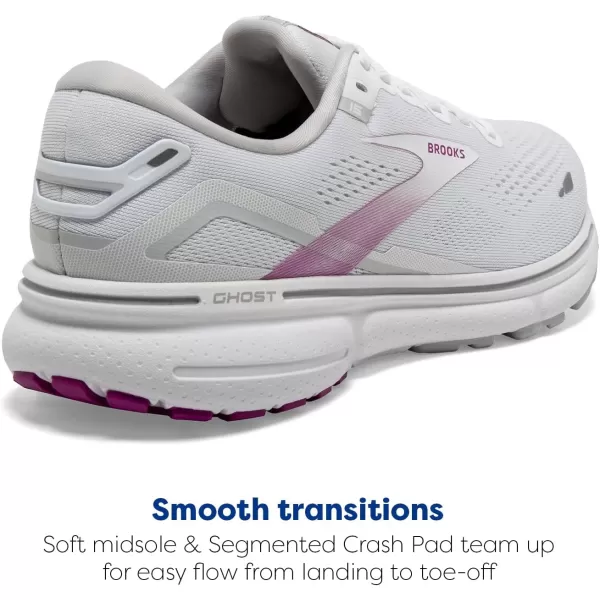 Brooks Womens Ghost 15 Neutral Running ShoeWhiteOysterViola
