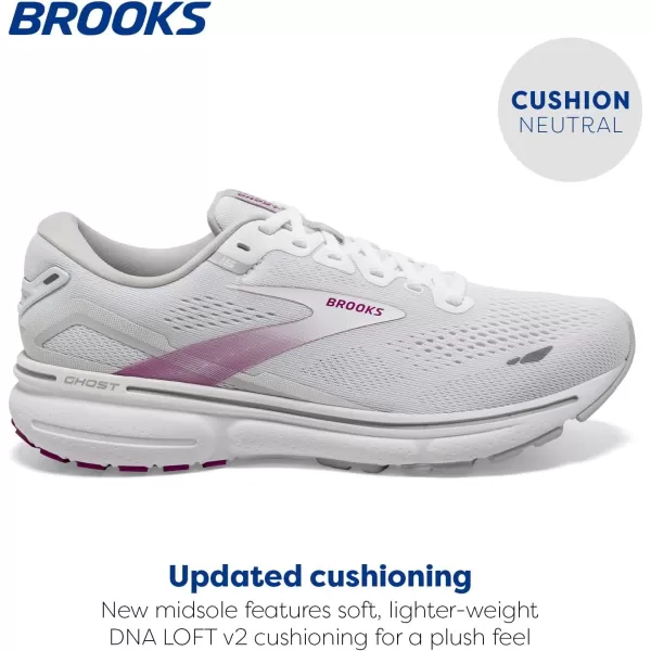 Brooks Womens Ghost 15 Neutral Running ShoeWhiteOysterViola