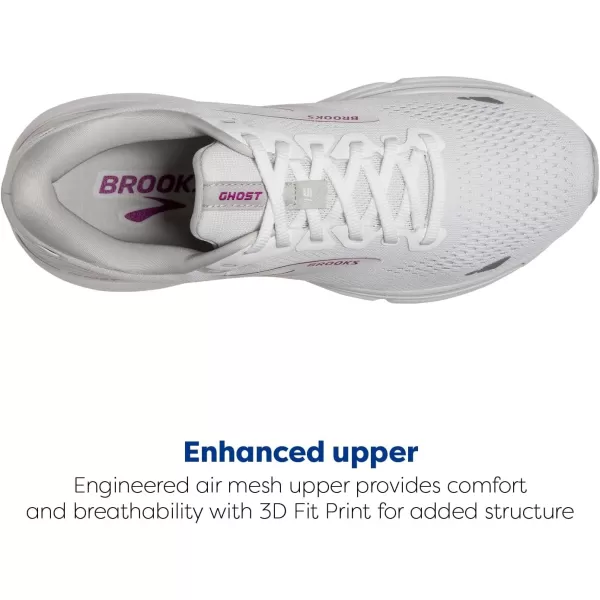 Brooks Womens Ghost 15 Neutral Running ShoeWhiteOysterViola