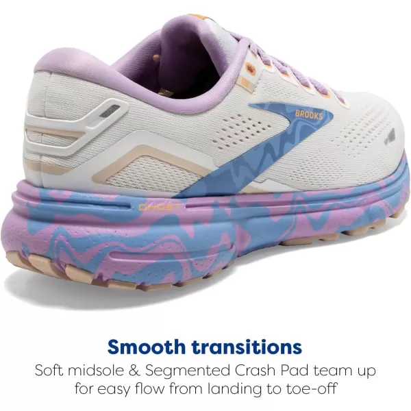 Brooks Womens Ghost 15 Neutral Running ShoeWhiteVistaLavendula