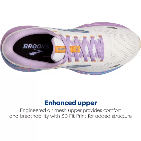 Brooks Womens Ghost 15 Neutral Running ShoeWhiteVistaLavendula