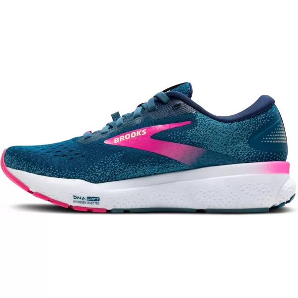 Brooks Womens Ghost 16 GTX Waterproof Neutral Running ShoeMoroccan BluePinkYellow