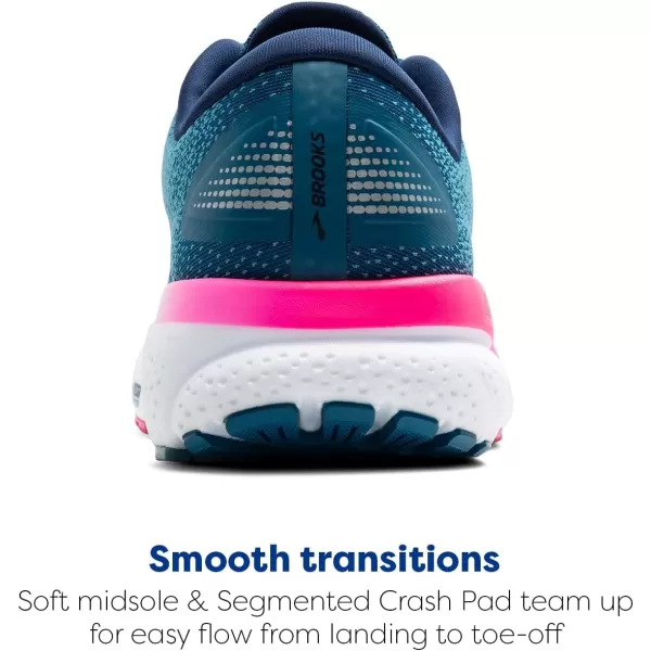 Brooks Womens Ghost 16 GTX Waterproof Neutral Running ShoeMoroccan BluePinkYellow