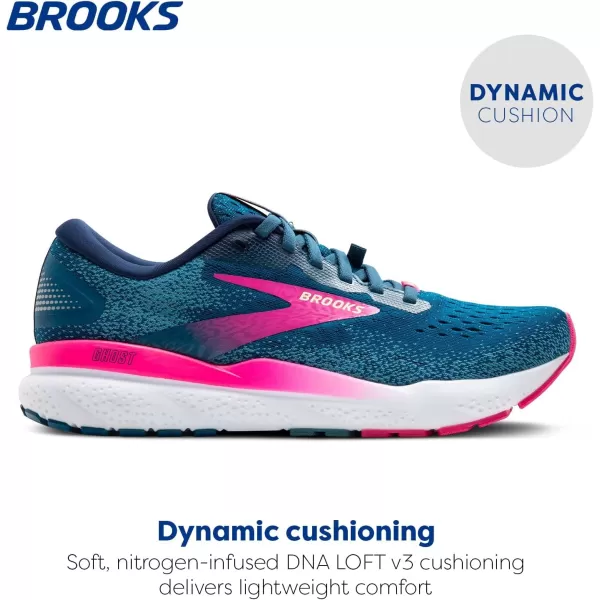 Brooks Womens Ghost 16 GTX Waterproof Neutral Running ShoeMoroccan BluePinkYellow