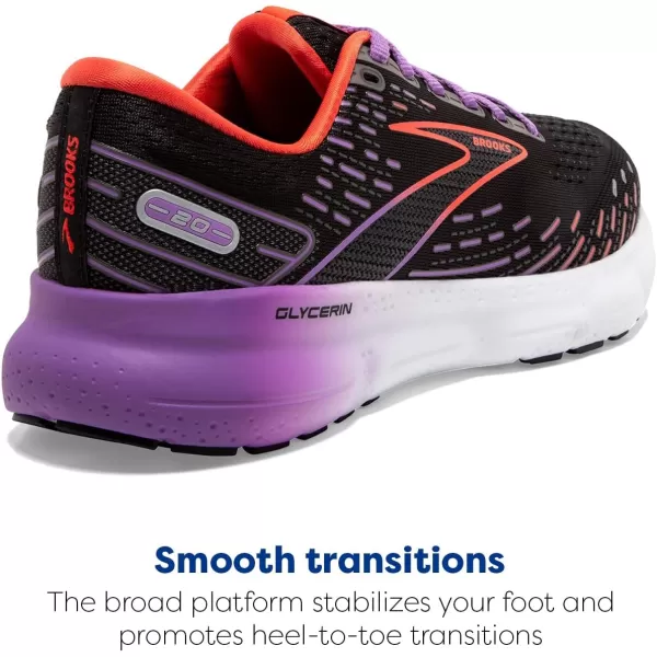 Brooks Womens Glycerin 20 Neutral Running ShoeBlackBellflowerFiesta