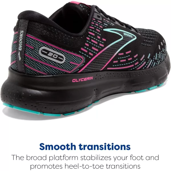 Brooks Womens Glycerin 20 Neutral Running ShoeBlackBlue LightPink