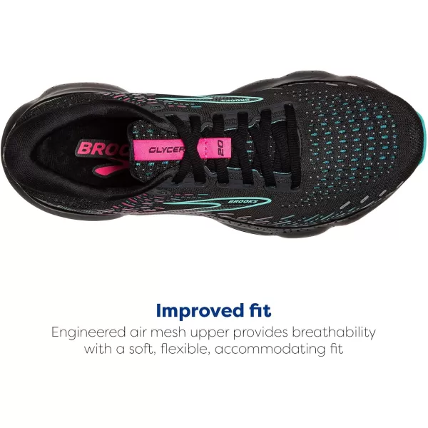 Brooks Womens Glycerin 20 Neutral Running ShoeBlackBlue LightPink