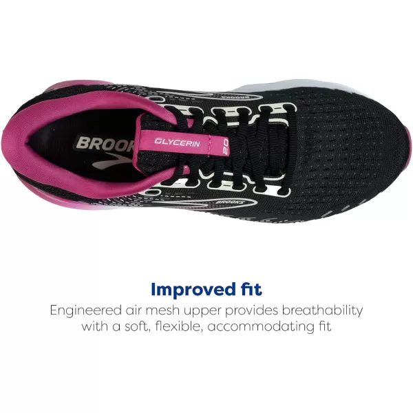 Brooks Womens Glycerin 20 Neutral Running ShoeBlackFuchsiaLinen