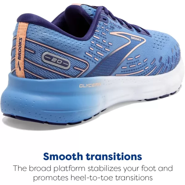 Brooks Womens Glycerin 20 Neutral Running ShoeBlissful BluePeachWhite