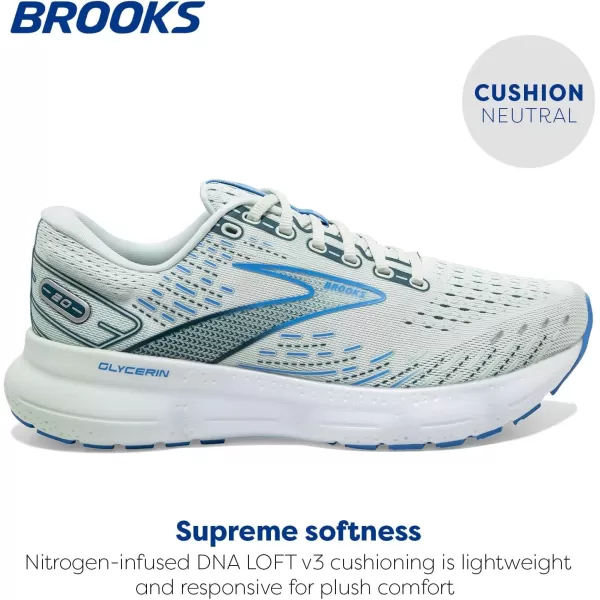 Brooks Womens Glycerin 20 Neutral Running ShoeBlue GlassMarinaLegion Blue