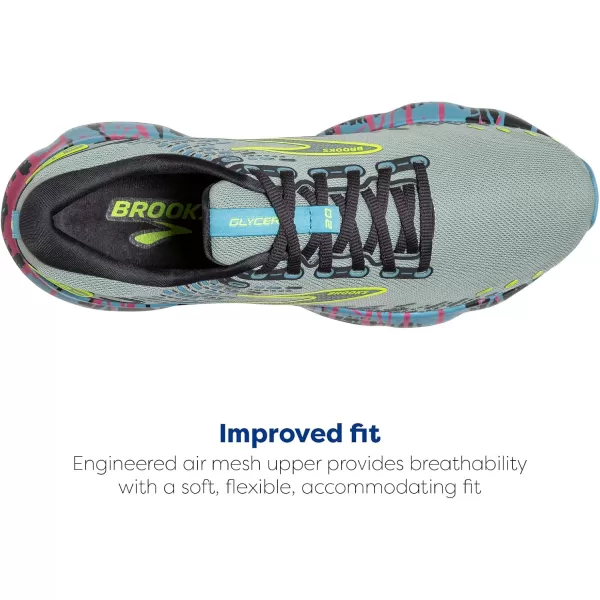 Brooks Womens Glycerin 20 Neutral Running ShoeJadeiteAlaskan BlueEbony