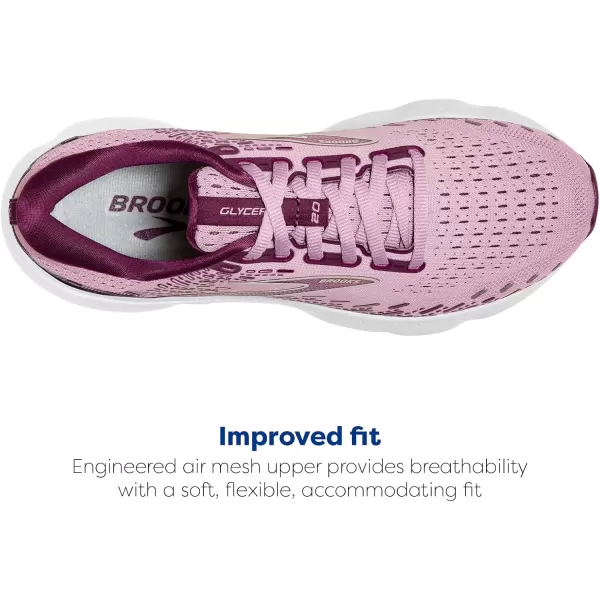 Brooks Womens Glycerin 20 Neutral Running ShoeMauveGrape WineGrey
