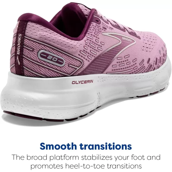 Brooks Womens Glycerin 20 Neutral Running ShoeMauveGrape WineGrey