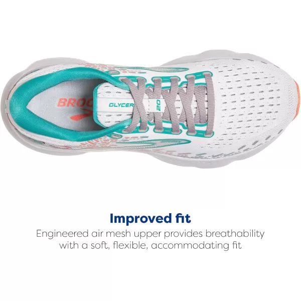 Brooks Womens Glycerin 20 Neutral Running ShoeOysterLatigo BayCoral