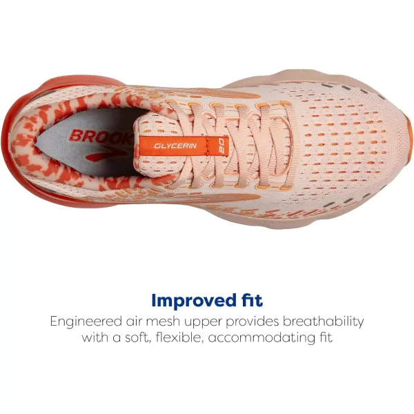 Brooks Womens Glycerin 20 Neutral Running ShoePeachTangerineOrange