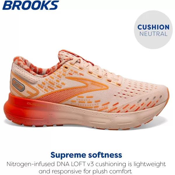 Brooks Womens Glycerin 20 Neutral Running ShoePeachTangerineOrange